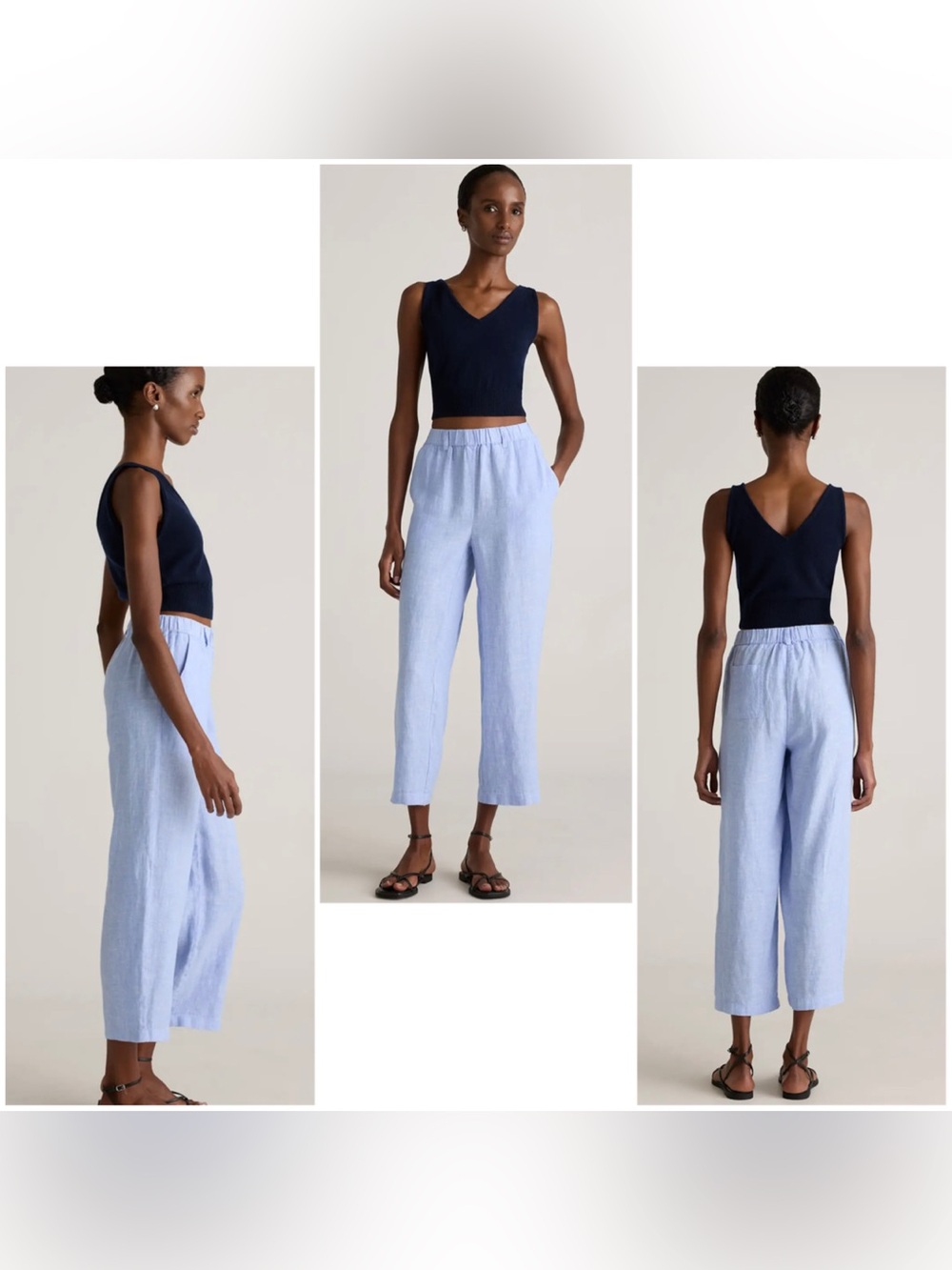 100% European Linen Pants-French Blue